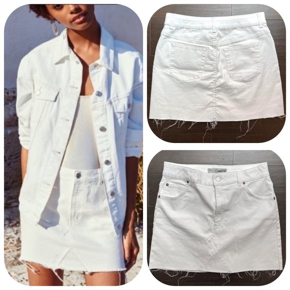 Topshop Dresses & Skirts - Topshop mini denim skirt with raw hem in white
